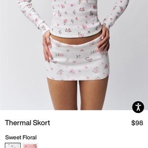 Guizio Floral Mini Skirt - Cream and Pink